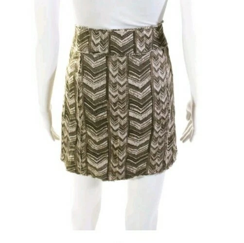 Mini-saia Michael Kors feminina listrada de linho marrom tamanho 6, super fofa - Imagem 1 de 4