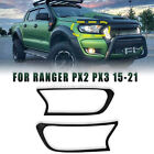 Pair Black Headlight Lamp Front Cover Trim Guard For Ford Ranger Px2 Px3 15 - 21