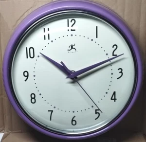 Infinity Instruments 9.5 in Purple Metal Indoor Vintage Round Wall Clock - Picture 1 of 4