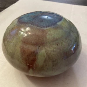 Clay Pottery Garden Globe Glazed Beautiful Signed Chinese ?? - Picture 1 of 24