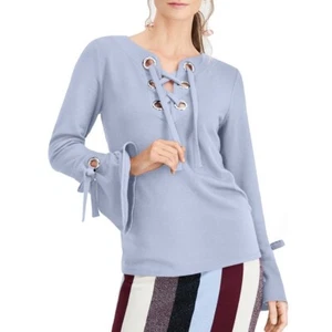 INC NEW Women's Lace-up Bell Sleeve Fleece Sweatshirt Top TEDO - Picture 1 of 6