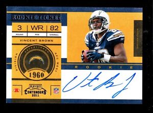 2011 PANINI CONTENDERS VINCENT BROWN ROOKIE AUTO CARD # 233
