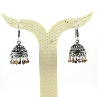 Pendientes Piedras Preciosas Turmalina Natural Hechos a Mano Facetadas Cuentas Oxidadas Jhumki Foto 1 de 2