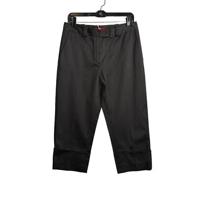 PANTALONES BRIONI Mujer 42 IT/6 US Marrón Capri Recortado Puño Dobladillo tiro Medio NUEVO Foto 1 de 4