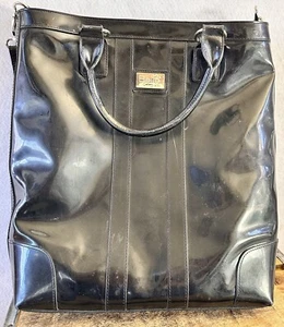 BEIJO Black Purse Messenger Crossbody Laptop Bag Tote Patent - Picture 1 of 7