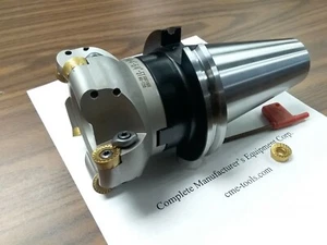 4" face mill R200, w. 5 Sandvik RCKT1606 Round inserts w. CAT50 #506-RCKT16-4 - Picture 1 of 3