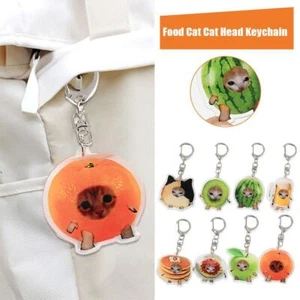 Food Cat Cat Head Keychain Fun Gift For Student Keyring S7N6 - Picture 1 of 21