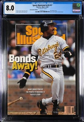 1992 Subscription Sports Illustrated Baseball Barry Bonds 1st Cover RC CGC 8.0 - Image 1 of 2