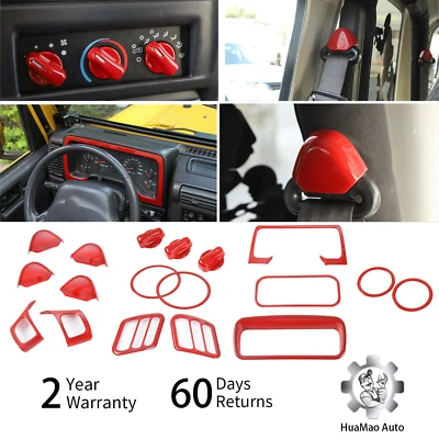 Full Set Interior Decoration Trim Kit Cover For Jeep Wrangler TJ 1997-2006 18PCS Foto 1 de 4