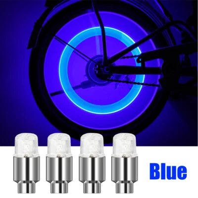4Pcs Blue Car Wheel Tire Tyre Air Valve Stem Cap LED Light Caps Accessories Bike - Image 1 of 4