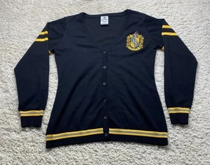 Harry Potter Hufflepuff Crest Cardigan Sweater Size 2XL Black - Picture 1 of 8