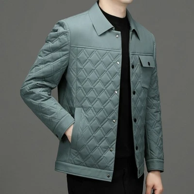 Men's Silk Cotton Coat Business Cotton Jacket Winter Lapel Collar Cotton Jacket - Image 1 of 4