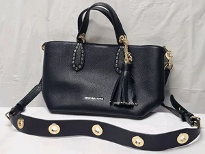 Michael Kors Brooklyn Small Black Pebbled Leather Grab Bag Elegant New Purse - Picture 1 of 15