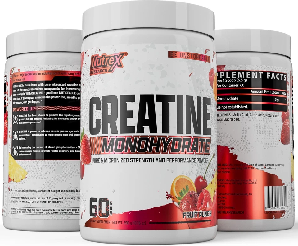 CREATINA monohidrato en polvo con sabor a Nutrex micronizado para hombres y mujeres 60 Svgs Foto 1 de 4
