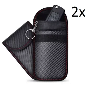 2x Auto Schlüssel Schutz RFID Funk Blocker Tasche Etui Hülle Carbon - Bild 1 von 2