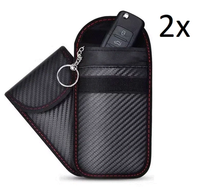 2x Auto Schlüssel Schutz RFID Funk Blocker Tasche Etui Hülle Carbon - Bild 1 von 2
