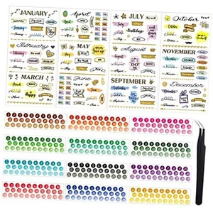 16 Sheets Calendar Date Number Stickers for Planners, 4 Happy Monthly - Picture 1 of 8
