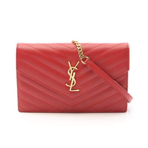 SAINT LAURENT (YSL) Borsa a tracolla SAINT LAURENT monogramma busta tracolla catena 393953 pelle rossa