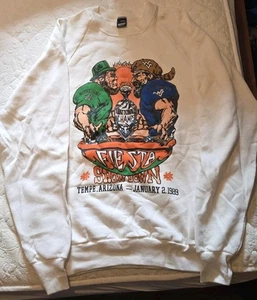 Vintage 1989 Fiesta Bowl Showdown Screen Stars WVU Vs. Notre Dame Sweatshirt Lrg - Bild 1 von 5