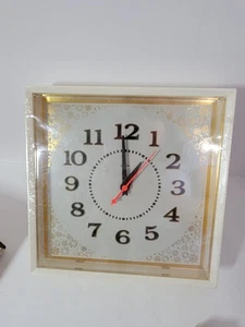 Vintage 1970s Retro Sunbeam Wall Clock Modern Pop Art Square New In Package Mcm - Picture 1 of 10
