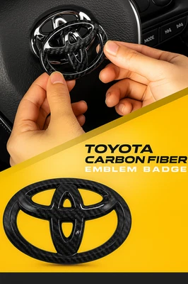Emblema de volante Toyota fibra de carbono Corolla Hilux Camry 4Runner Tacoma - Imagem 1 de 4