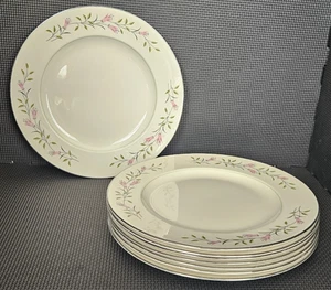 8 RARE VTG Homer Laughlin Cavalier Egg CV72 Pink Honeysuckle Dinner Plates FRSHP - Picture 1 of 15