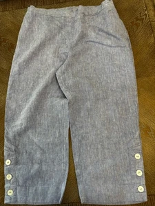 Pantalon court bleu clair bleu marine Chico’s taille 2,5 (14) taille élastique 36” couture 23” - Photo 1/5