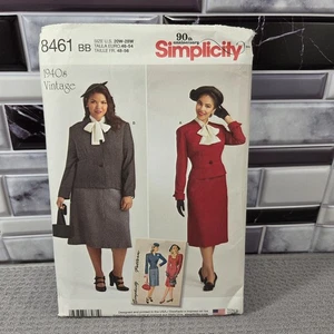 Patrón de costura Simplicity SIN CORTAR 8461 para mujer de colección falda chaqueta Dickey talla 20W-28W - Imagen 1 de 5