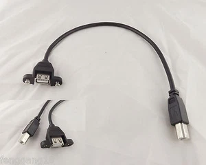 10x USB 2.0 A Female Socket Panel Mount To USB B Male Plug Extension Cable 30cm - Picture 1 of 4