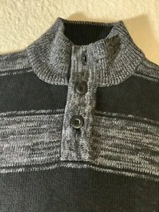 Urban Pipeline Boy’s Black/ Grey Knit 1/4 Button High Collar Sweater Size M - Picture 1 of 5