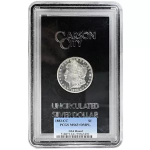 1883-CC $1 Morgan Dollar, PCGS MS63+DMPL GSA Hoard Rare Coin - Picture 1 of 2
