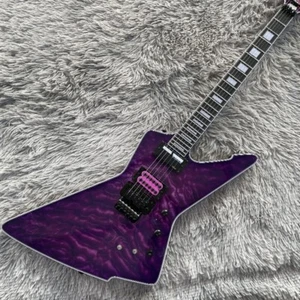 Explorer Chitarra Elettrica Viola Tremolo Bridge HH Pickups Tastiera Palissandro - Foto 1 di 8