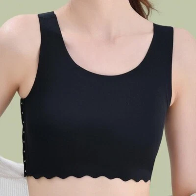 Lady Bra Vest Tank Top Crop Buckle Sleeveless Chest Breast Binder Sportswear Gym - Image 1 of 4