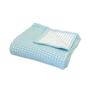 Bambury Cotton Waffle Fabric Dora Reversible Throw Blanket 130x180cm Aqua - Picture 1 of 4