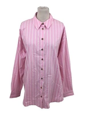 Phase Eight Women's Shirt Size 16 Pink White Striped Collared Button Up New F1 - Image 1 of 4