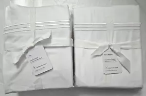 Pottery Barn komplettes Lakenset + Bettbezug Grand Organic Percal bestickt weiß - Bild 1 von 2