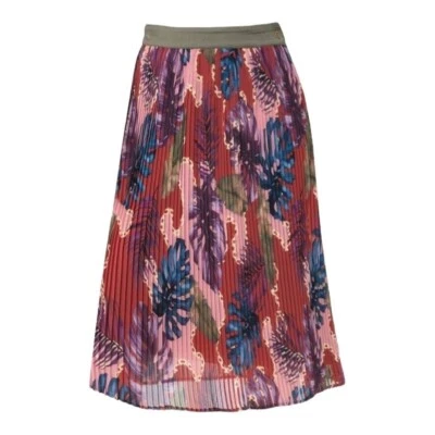 GUESS Damen Plissee Midi Faltenrock Rock bordeaux rot geblümt Flower NEU ETIKETT - Bild 1 von 2