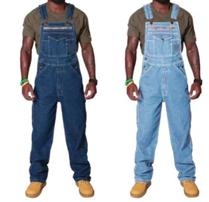 New Men's Denim Designer Dungaree Dungarees Jeans Bib Overalls Suspenders Pant - Picture 1 of 15