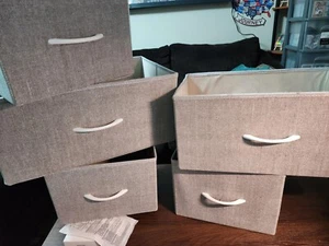 Lot of 5 handled storage drawers (2) 18 x11" (3) 10 x 12" - Picture 1 of 4