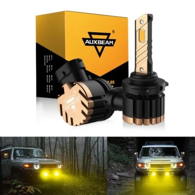 AUXBEAM 9006 HB4 LED Headlight Bulbs Low Beam 8000LM 3000K Yellow Fog Lights Kit - Image 1 of 4