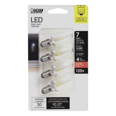 7-Watt Equivalent C7 Soft White LED Night Light Replacement Bulb - 4 Pack - Image 1 of 4