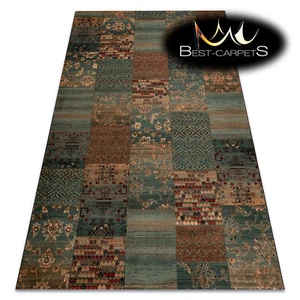 Tappeti esclusivi LANA NATURALE ORIENTALE KASHQAI verde patchwork MIGLIORE QUALITÀ - Foto 1 di 10
