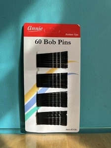 Annie 60 Bob Pins with Rubber Tips 2" Black #3108 Crimped, A-18 - Picture 1 of 3