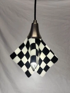 Meyda Orren Ellis Kayme Grand Prix Hankerchief 9" Pendant Light Checkered Flag - Picture 1 of 19