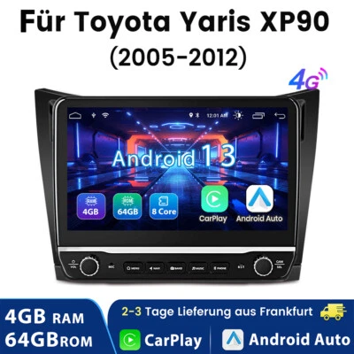 10.1" Carplay Autoradio GPS DAB Für Toyota Yaris XP90 2005-2012 Android 13 4+64G - Bild 1 von 4
