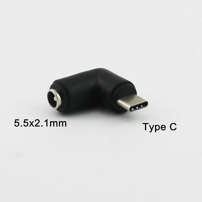 USB 3.1 Type-C Male to 5.5 x 2.1mm Female Right Angle DC Power Charger Adapter - Image 1 of 4