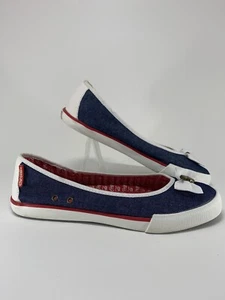Coca Cola Womens Flats Jean Blue With Cap Button Bow Size 7 - Picture 1 of 12