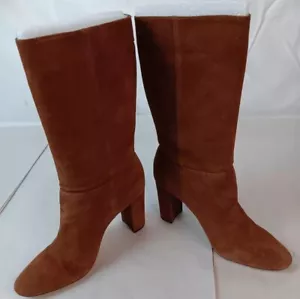 Lauren Ralph Lauren Brown Suede Knee-High Block Heel Boots Size 9.5 - Picture 1 of 8