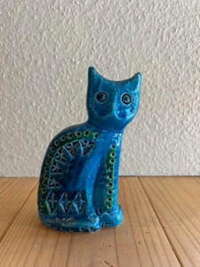 Bitossi Flavia Rimini Blu Katze Figur Italien Keramik blau grün Vintage - Bild 1 von 11