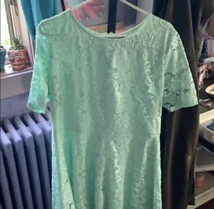 Teal/ Pastel Blue Dress With Floral Lace XXL - Picture 1 of 4